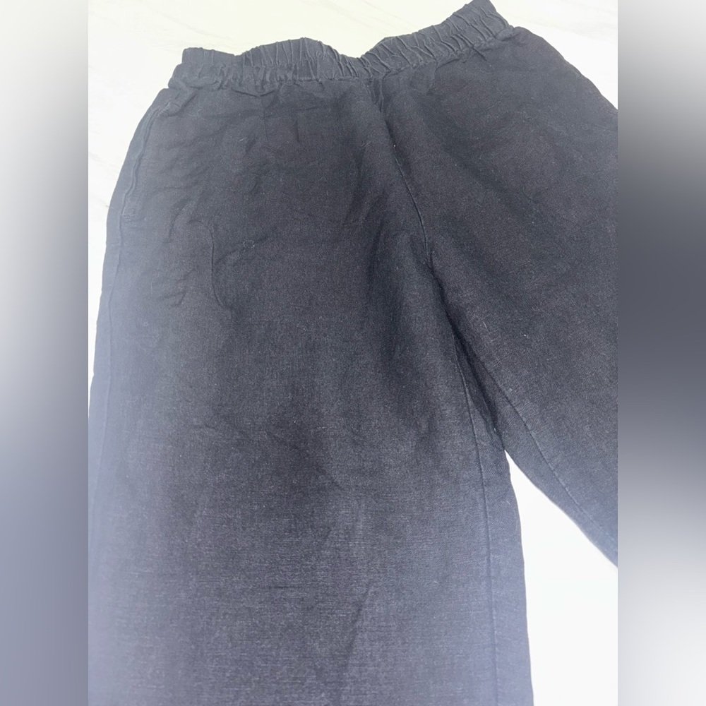 Black Pants Linen Capri Pants
